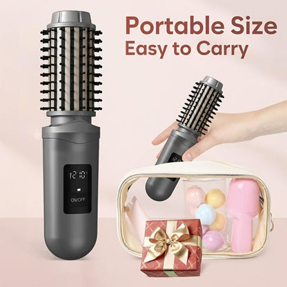 Cordless Hair Curler Brush 2-in-1 Straightener – Rechargeable Wireless Auto Curling Iron, for Home, Travel and Salon Hair Styling