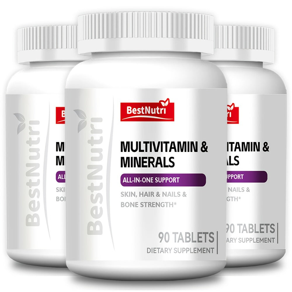 Multivitamin & Minerals All-in-One Daily Supplement for Skin, Hair & Nails, Bone Strength & Immune Support