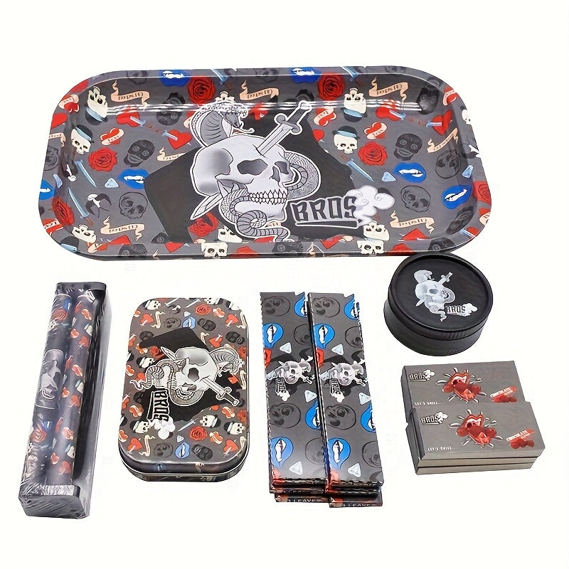 Cigarette Rolling Kit 110mm Complete Smoking Accessories Set with Rolling Machine, Paper Dispenser