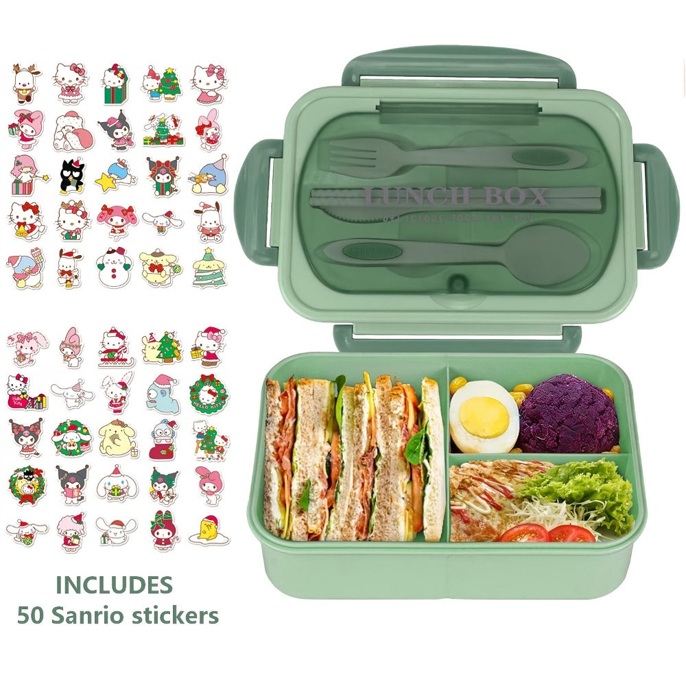 Sanrio Lunch Box Set 53pcs Bento Box with Thermal Bag Breakfast Cup Portable Sealed Compartment Microwave for Work Picnic School