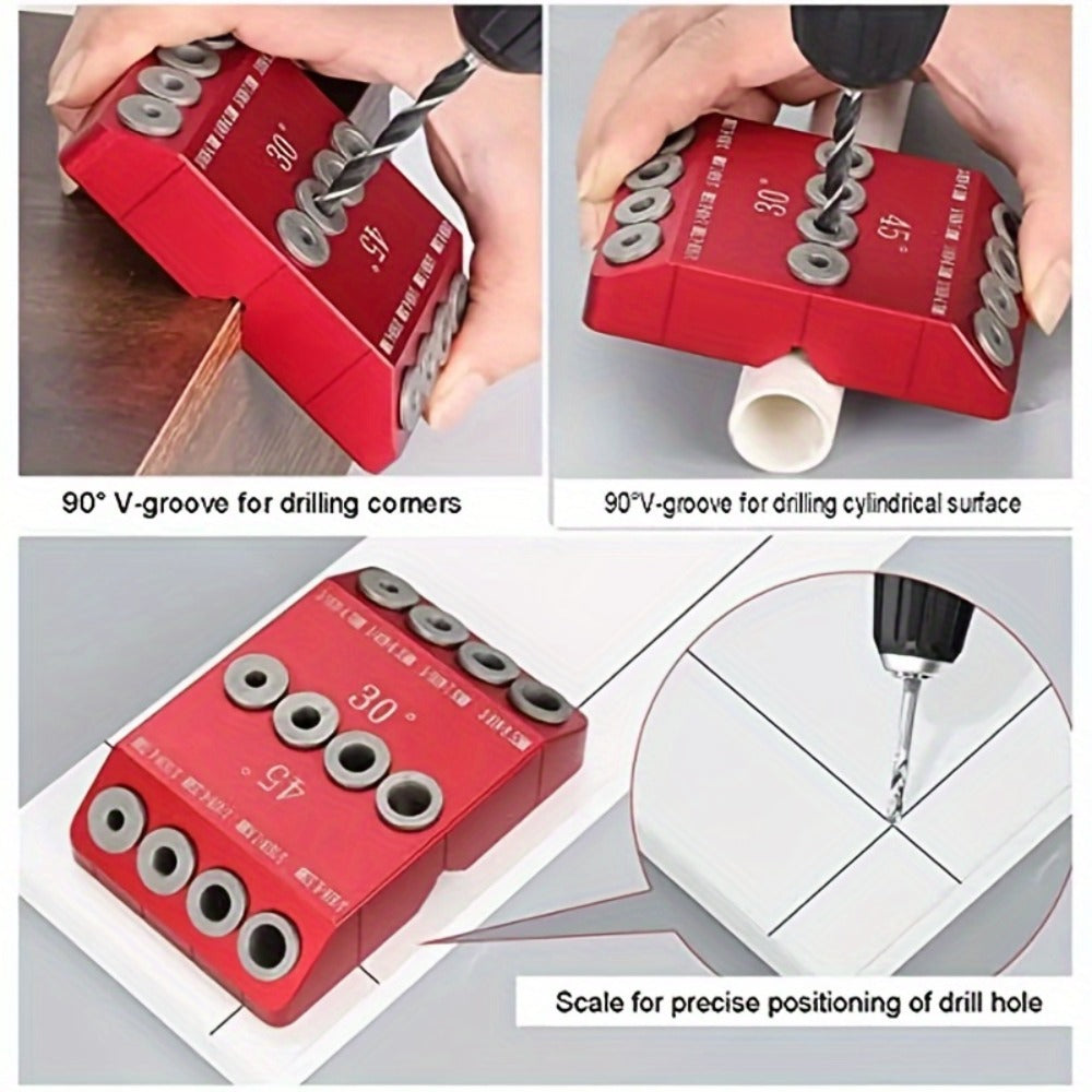 Metal Drill Guide Jig 30° 45° 90° with Allen Wrench, Precise Multi-Angle Drilling for Cable Railing