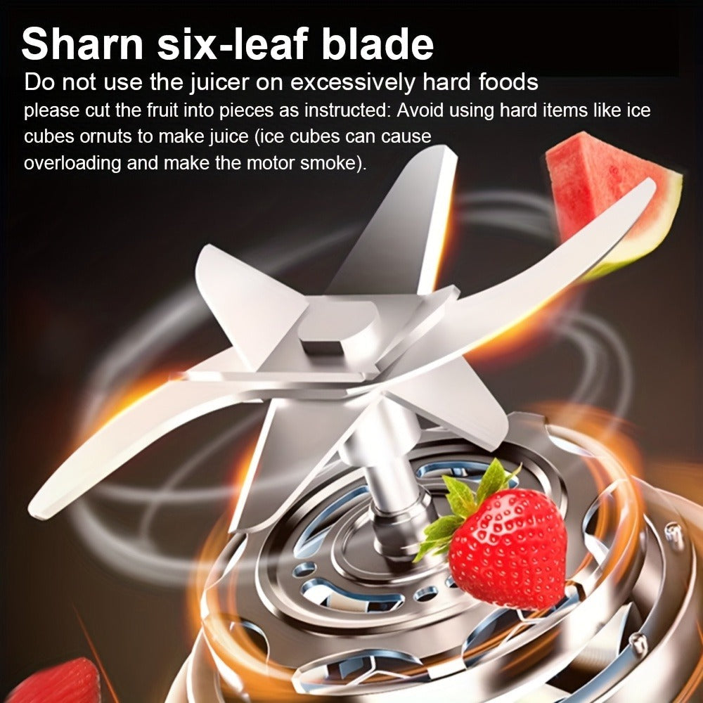 12.85-Ounce Six-Blade Slim Portable Blender Cup with Rechargeable Base and Five Color Options