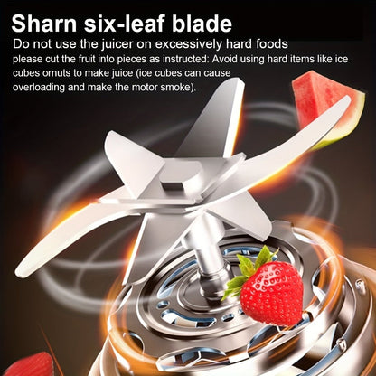 12.85-Ounce Six-Blade Slim Portable Blender Cup with Rechargeable Base and Five Color Options