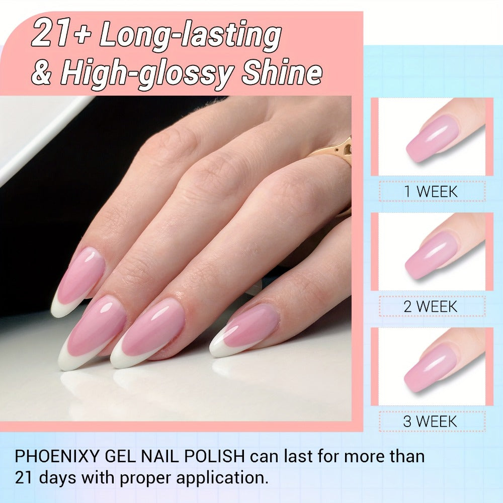 Gel Nail Polish 40-Piece Kit with 36 Colors, Base Coat, Glossy and Matte Top Coats, Glitter Shades and UV Cure