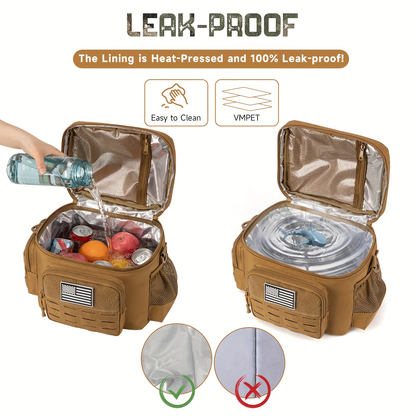 13L Tactical Lunch Bag Tote with MOLLE Front Panel, Multiple Pockets, Shoulder Strap and Three Colors