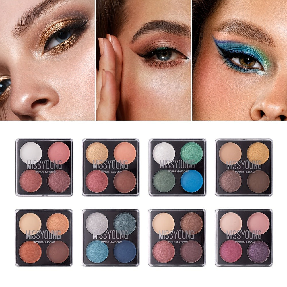 Makeup Kit 56-Piece Handled Mirror Case with Mixed Face, Eye and Lip Cosmetics in Silvery or Rose Color