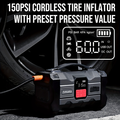 Jump Starter with Air Compressor 9000A Peak 10-in-1 150 PSI for All Gas 10L Diesel 12V USB USB-C Digital for Garden, Patio and Yard Use