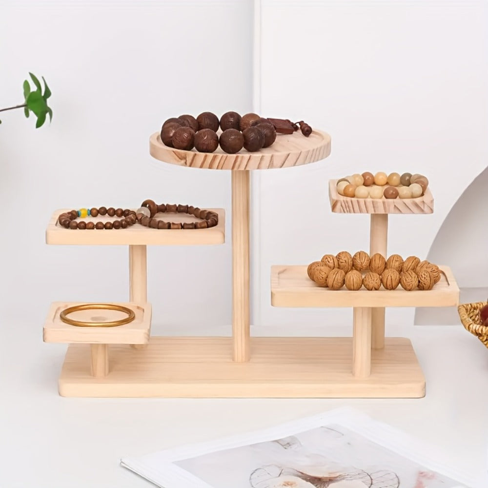 Tiered Wooden Display Stand Libra Balance Scale Style for Laundry Rooms, Closets and Home Organization