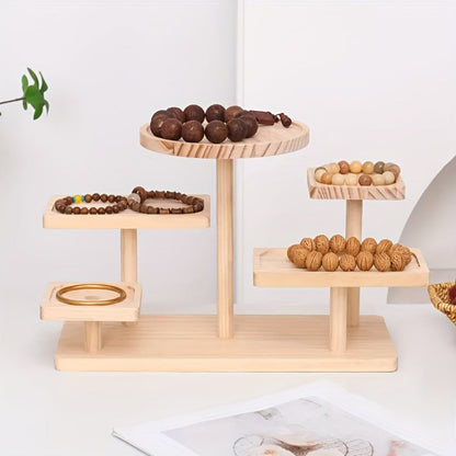 Tiered Wooden Display Stand Libra Balance Scale Style for Laundry Rooms, Closets and Home Organization
