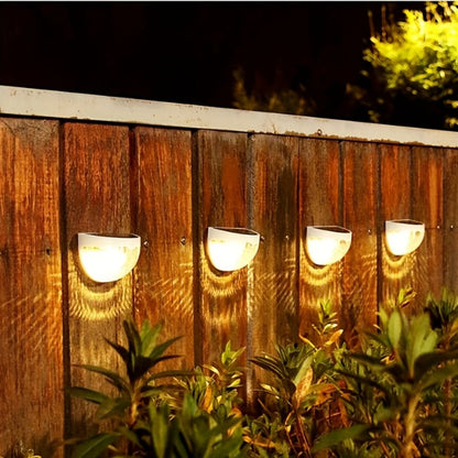 Six-Piece Solar Wall Light Set with Fan-Beam Pattern, 9 x 6.5 x 5cm Black Shells and Two Light Colors