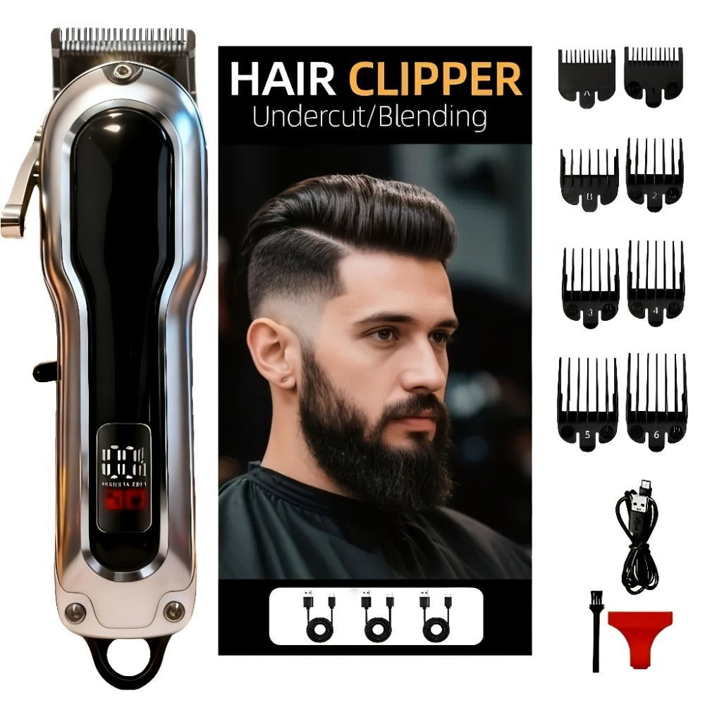 Electric Hair Clipper Set with Limit Comb – Barber-Grade Professional Trimmer, Long-Lasting Rechargeable Battery, Home & Travel Haircut Kit