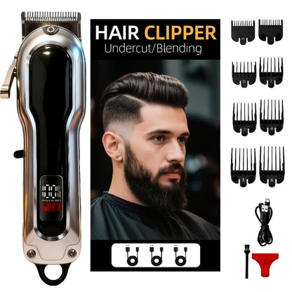 Electric Hair Clipper Set with Limit Comb – Barber-Grade Professional Trimmer, Long-Lasting Rechargeable Battery, Home & Travel Haircut Kit