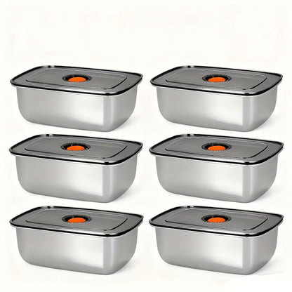 Stainless Steel Food Storage Containers, 6-Pack Airtight Stackable Meal Prep Containers with Lids – 40.58 oz Each