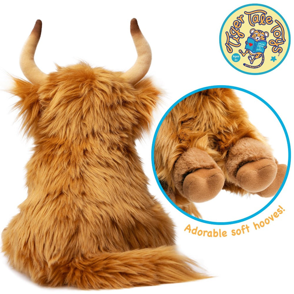 Stuffed Animal Henley Highland Cow with 14-Inch Scale, Shaggy Brown Coat and Care for Character Display, Room Decor and Gift Presentation