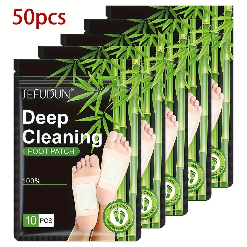 Foot Detox Patches Bamboo Charcoal & Ginger 50pcs 5 Bags – Deep Cleansing Overnight Foot Pads for Toxin Removal