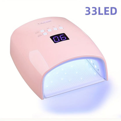 Rechargeable UV LED Nail Lamp with 33 Light Beads, Four-Button Display and Three Style Options