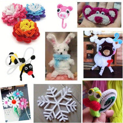 Pipe Cleaners 1020pcs Chenille Stems 20 Colors, Upgraded Thick Fuzzy Sticks with Patterned Rods for Kids Adults Teachers