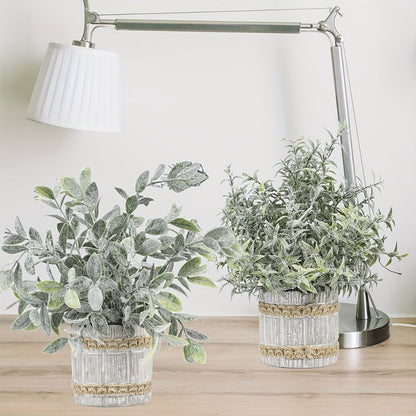 Fake Plants Artificial Plants Indoor 4-Pack Small Potted Greenery in Paper Pulp Pots for Entryways, Bedrooms and Living Spaces