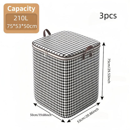 Oversized Storage Bin with Lid & Handles | Clothes Blanket Organizer Box, Dust-Proof Compartment Bucket, Under-Bed Travel Basket