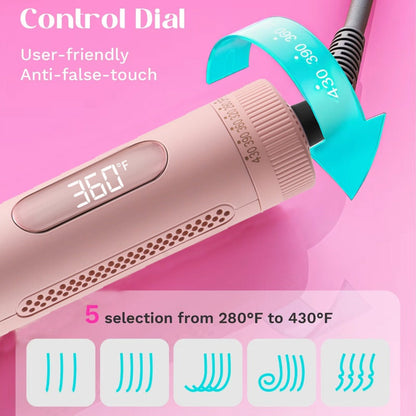 2-in-1 Curling Iron & Hair Straightener 360° Adjustable 5-Level Hot Cold Air Dual Voltage, for Home, Travel and Salon Hair Styling