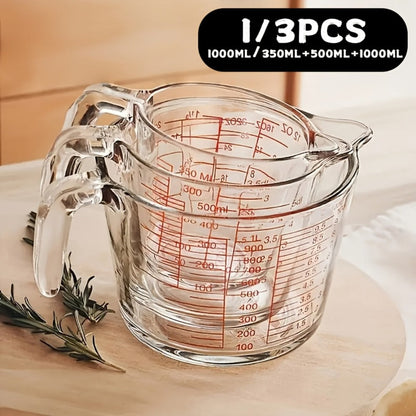 Glass Measuring Cups Set, Food Grade Borosilicate Measuring Cup with Handle & Spout, Microwave &
