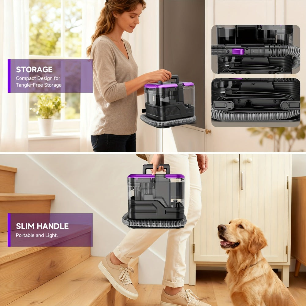 Portable Upholstery Cleaner Machine 30Kpa, Carpet & Spot Cleaner with Dual Brush Head for Deep Stain Removal on Carpet