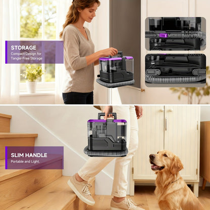 Portable Upholstery Cleaner Machine 30Kpa, Carpet & Spot Cleaner with Dual Brush Head for Deep Stain Removal on Carpet