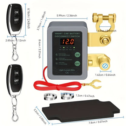 Car Battery Auto Power Off Switch with LED Voltage Display – 12V/24V Anti-Drain Protection, Low Voltage Alarm