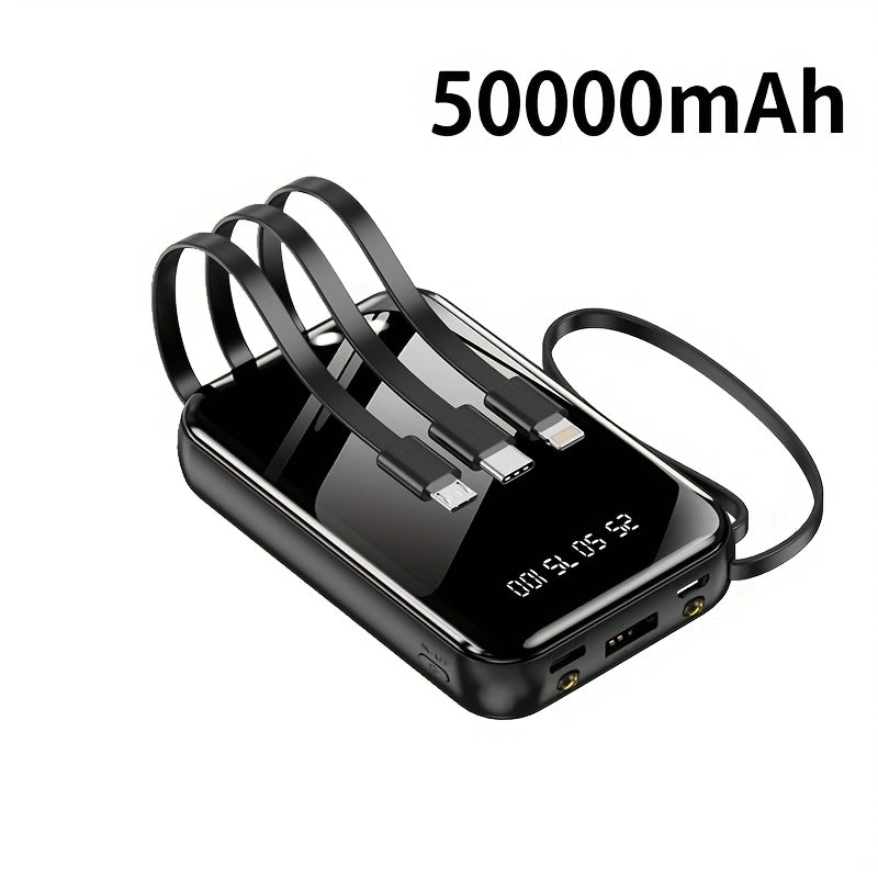 Power Bank 50000mAh 22.5W with Integrated Cable Array, Digital Display and LED Flashlight in Two Colors
