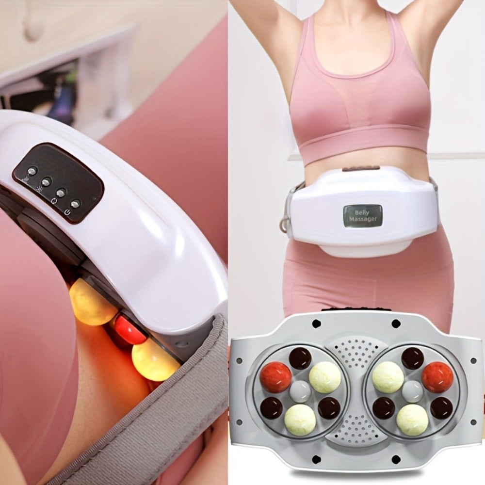 Electric Abdominal Massager with Heat - Rechargeable Portable Stomach Massager with 3 Massage Modes & Heating for Home or Salon Spa Use