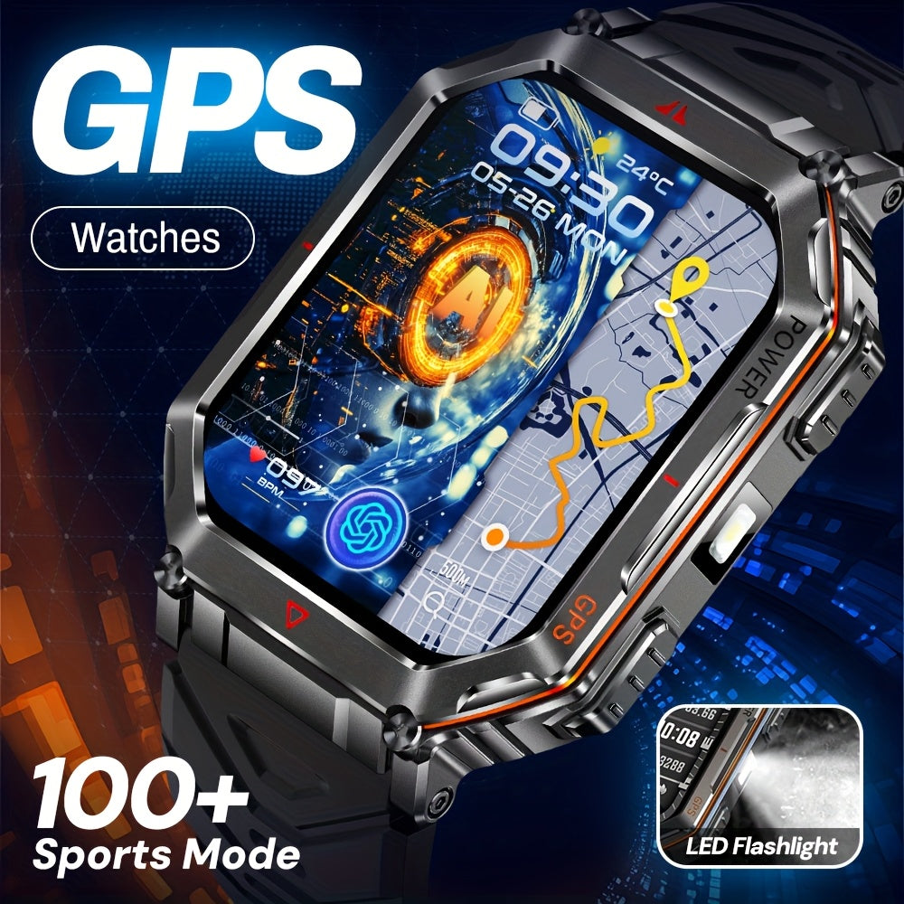 Smartwatch for Men with GPS, IPX8 Rating, Altimeter, Barometer, Compass and LED Flashlight