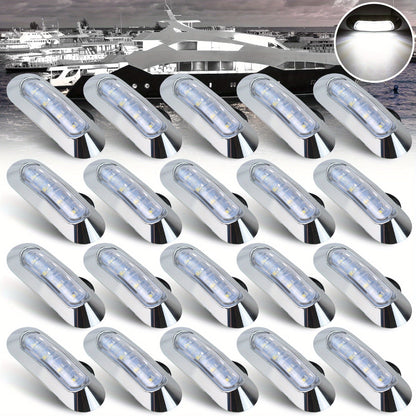 Marine LED Navigation Lights Set of 20 – Stern Circular Deck & Onboard Boat Lights for Yachts & Boats | Low Frequency, No Battery Required
