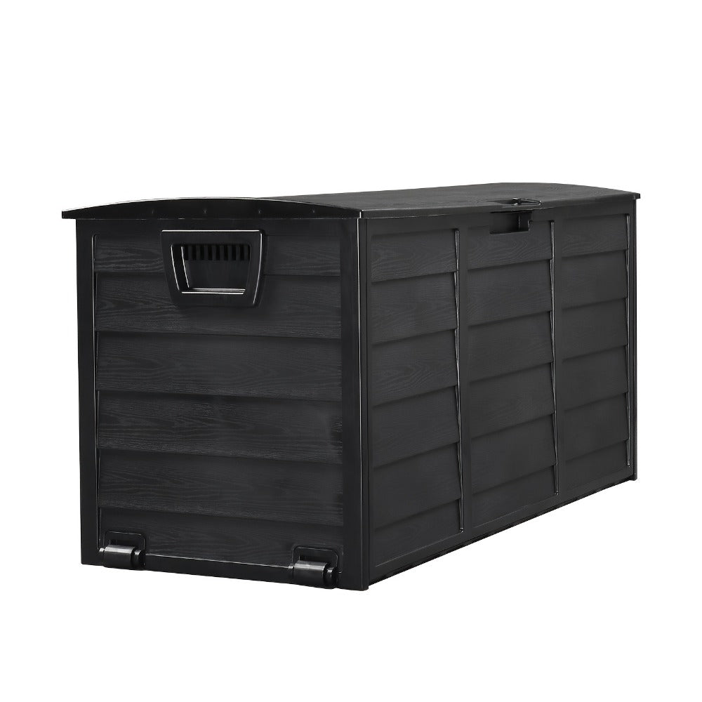 75 Gallon Deck Box with Wheels, 284L Resin Outdoor Storage Box Lockable Plastic Container for Patio