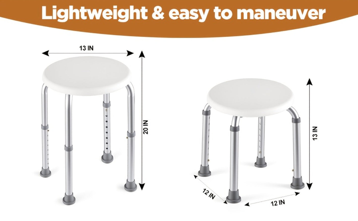Shower Stool for Inside Shower, Adjustable Height Bath Seat, Stable Bathroom Stool for Sitting, Fits Showers & Bathtubs