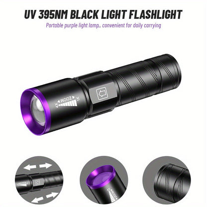 UV Blacklight 2 Pack Rechargeable Portable, Adjustable Brightness & Zoom Ultraviolet Lamp for Home and Salon Manicures
