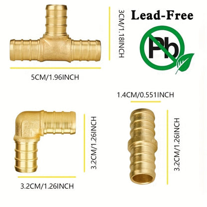 PEX Fittings Set 33pcs 1/2 Inch – Brass Crimp PEX B Fittings, 11 Each Elbow Tee Coupling, F1807 61