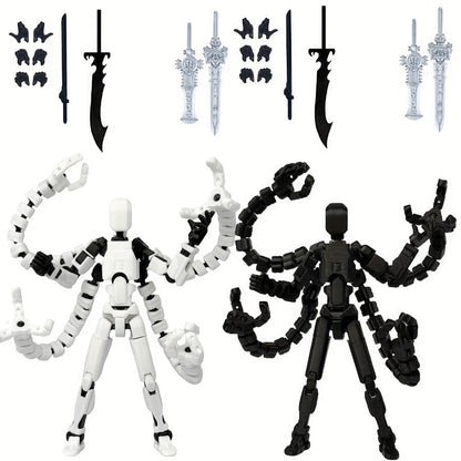 2pcs T13 Multi-Joint Action Figure Robot Set – 3D Printed Articulated Nova T-13 Mobile Robot Doll Desktop Decoration Game Enthusiast
