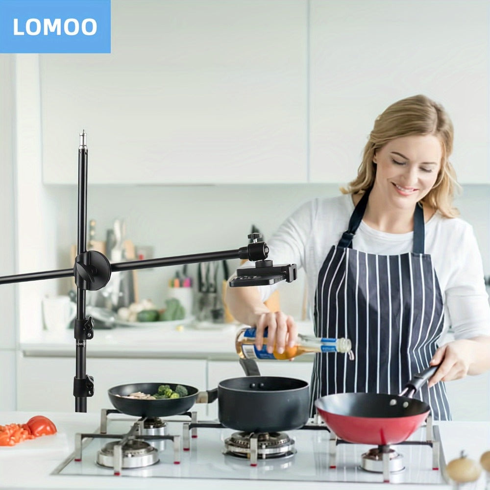 62 Inch Overhead Phone Tripod with Travel Bag, Adjustable Top-Down Bird Eye View Phone Holder & Desktop Stand for Cooking Tutorials