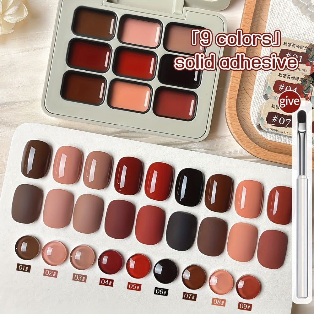 Gel Nail Polish MORDDA 9-Color Autumn Harvest Set with Solid Shades and Included LED Curing Pen for Nail Art
