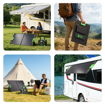 [Portable Solar Panel] 100W Solar Panel for Power Station, Portable Solar Panel with 100W, Foldable Design for Backup Power