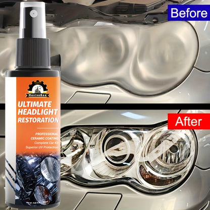 Car Headlight Polish Spray Bottle with Sponge Applicator for Manual Lens Surface Cleaning and Buffing