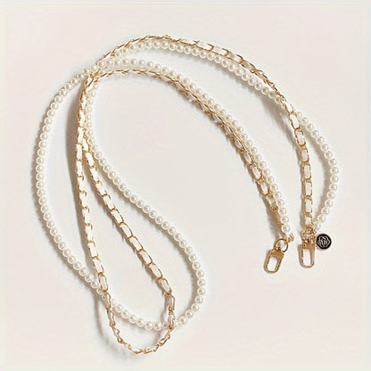 Pearl Double Chain Phone Strap Crossbody Wristband Lanyard for Women Girls with the Listed Color, Size or Set Options for Everyday Carry
