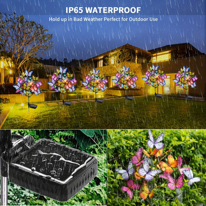 Solar Butterfly Garden Stake Lights Outdoor, 2pcs Colorful LED Solar Powered Lawn Insert Lights for Garden
