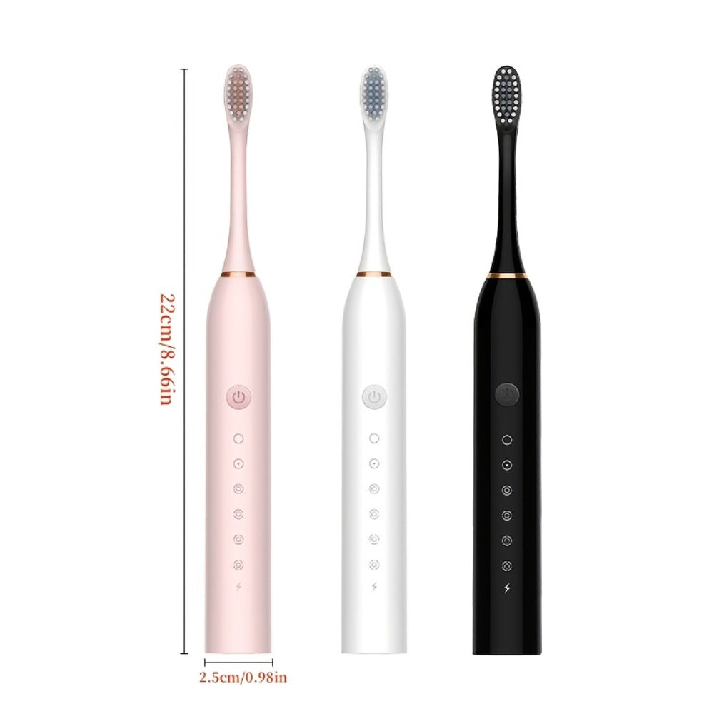 Electric Toothbrush with Six Brushing Modes, Two-Minute Timer, USB Charging and Three Color Options