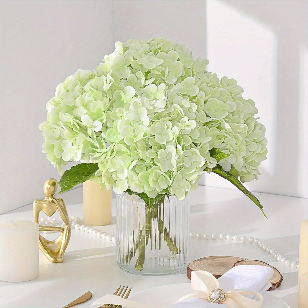 Artificial Flowers 21-Inch Full-Latex Hydrangea Stems in 4 or 8-Piece Sets with Flexible Wire
