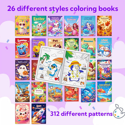 Kids Coloring Books Bulk 26 Pack, Dinosaur & Animal Designs for Birthday Party Favors, Goodie Bag Stuffers