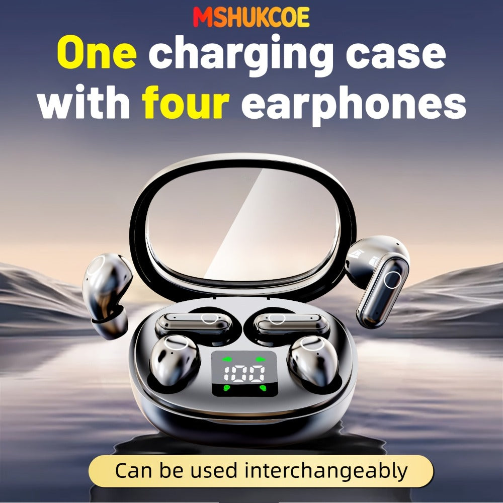 Wireless Earbuds MSHUKCOE 2-in-1 Mini Sleep Style with Touch Controls and Black, Khaki or Purple Choices