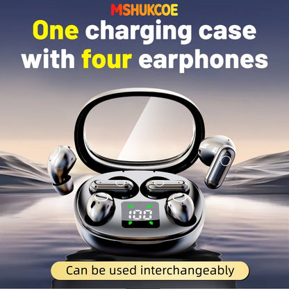 Wireless Earbuds MSHUKCOE 2-in-1 Mini Sleep Style with Touch Controls and Black, Khaki or Purple Choices