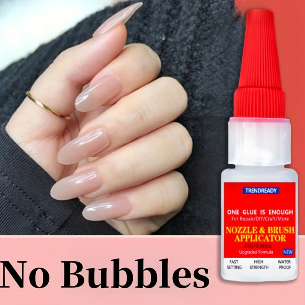 Nail Glue Salon Grade Super Glue 2-Pack, Clear Adhesive for Artificial Nails, Multi-Surface, with Dropper & Brush