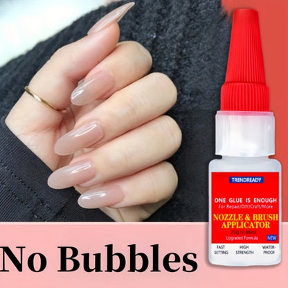 Nail Glue Salon Grade Super Glue 2-Pack, Clear Adhesive for Artificial Nails, Multi-Surface, with Dropper & Brush